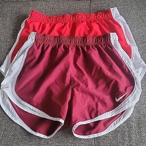 NEW 2 PAIRS NIKE Dri Fit Shorts Bundle Red Burgundy M L Track Running Volley